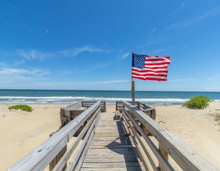 US Flag on the Beach
