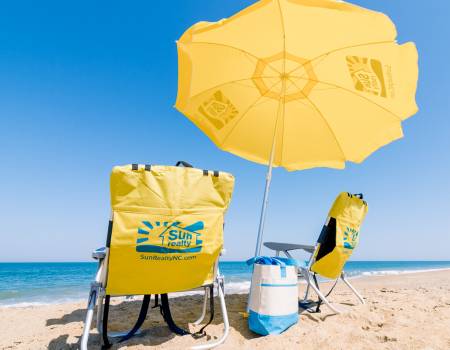 Beach Chairs & Umbrella on OBX Beach