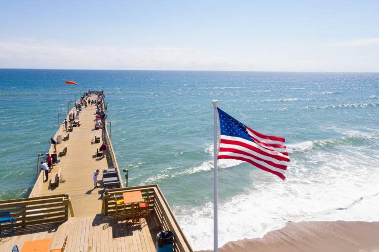 Outer Banks American Flag on Pier