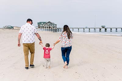 family on the beach